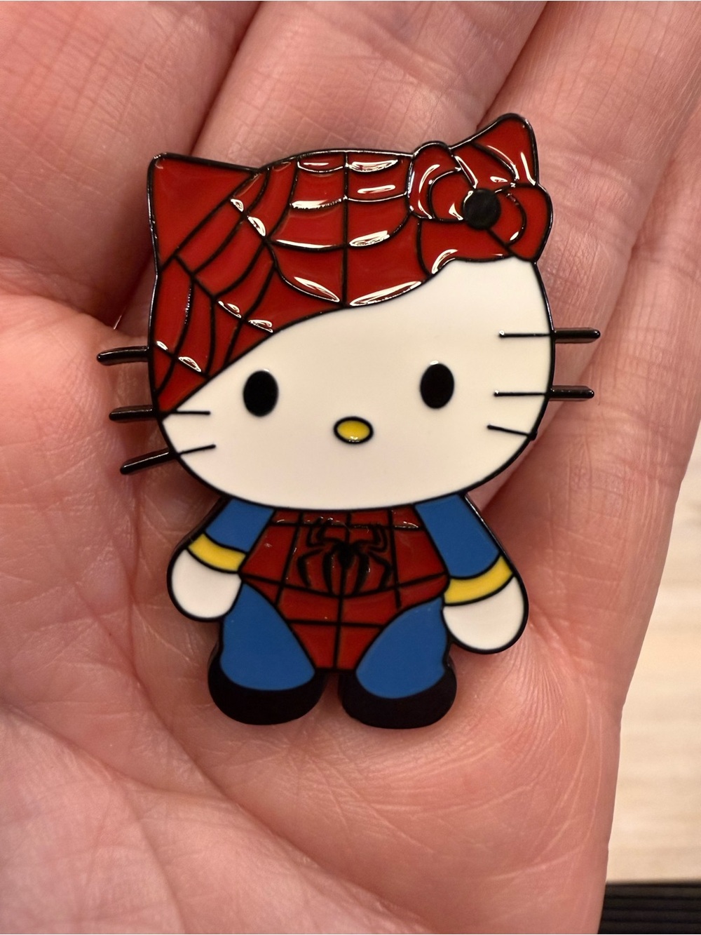 Hello Kitty x Spider Suit Enamel Brooch - Red, Blue, White